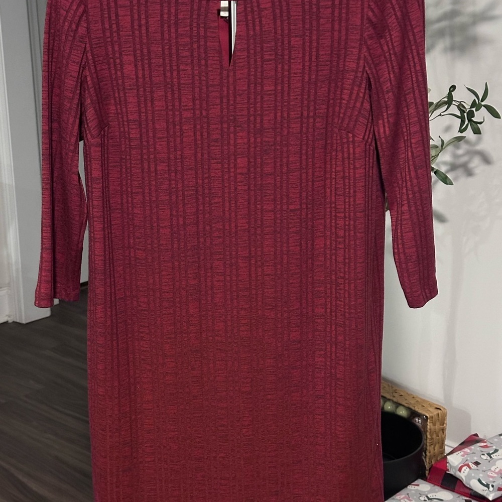 Chico’s cranberry ribbed Dress with 3/4 sleeves